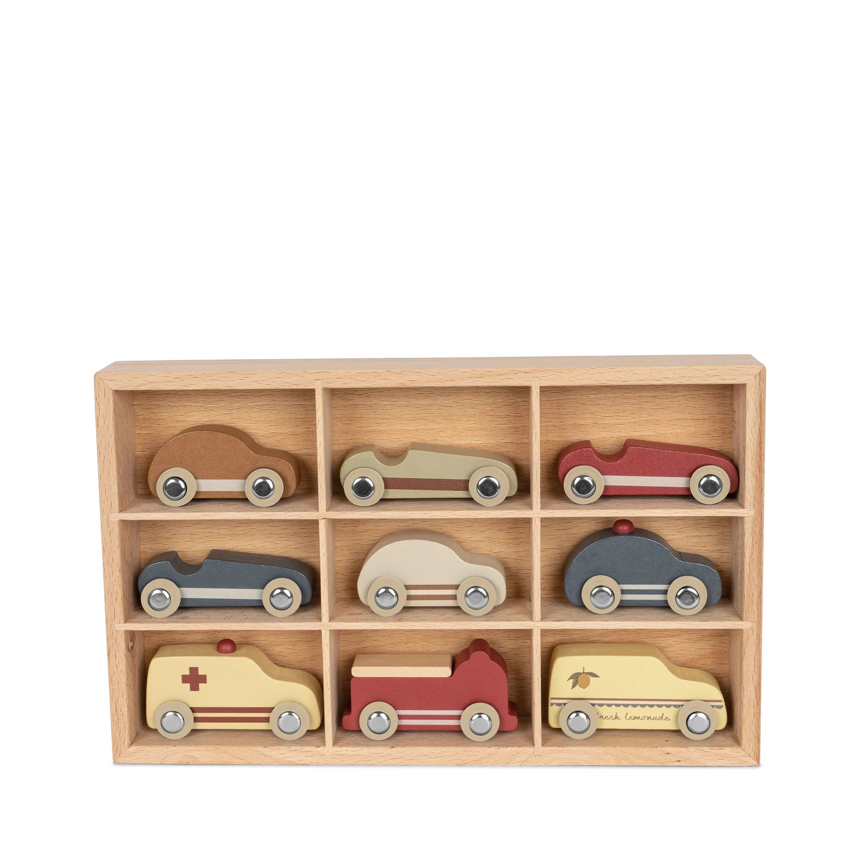 Konges Sloejd AW23 9 pcs wooden mini car set | beige