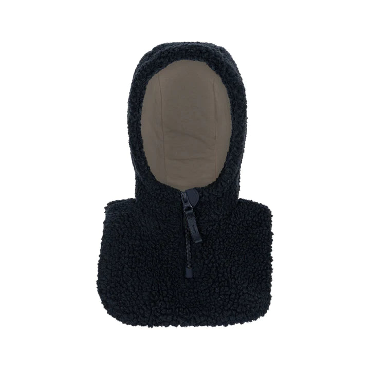 Konges Sloejd AW23 teddy neck warmer and hood | total eclipse