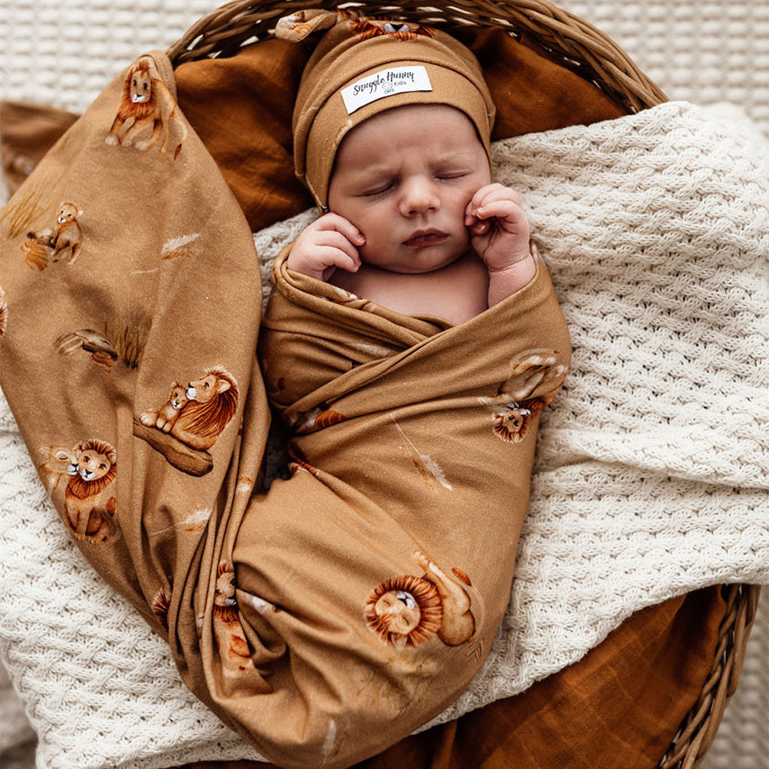 Snuggle Hunny Kids Roar | Baby Jersey Wrap & Beanie Set