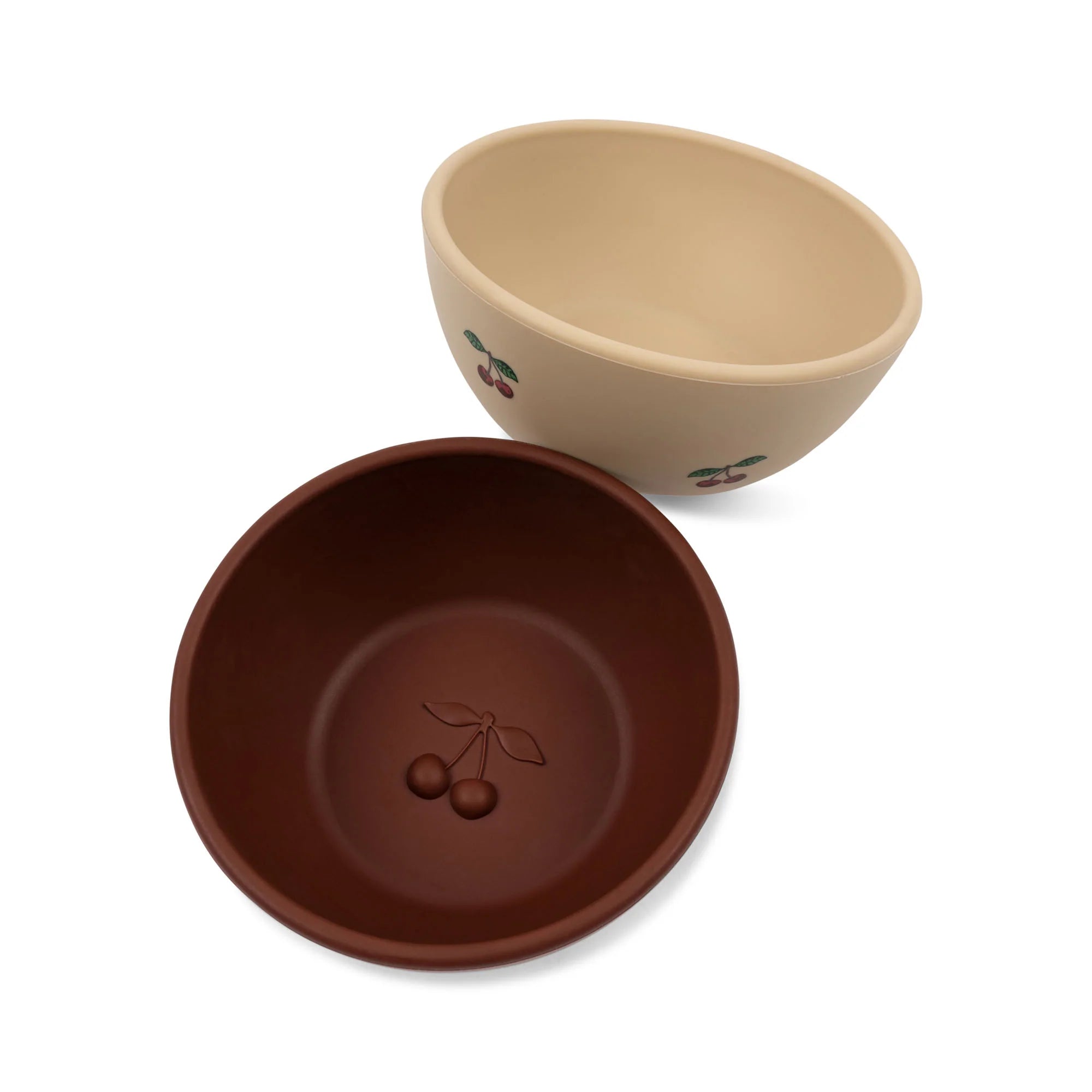 Konges Sløjd 2 pack small snack Silicone Bowls | Cherry/Mocca (AS-IS damaged box packaging)
